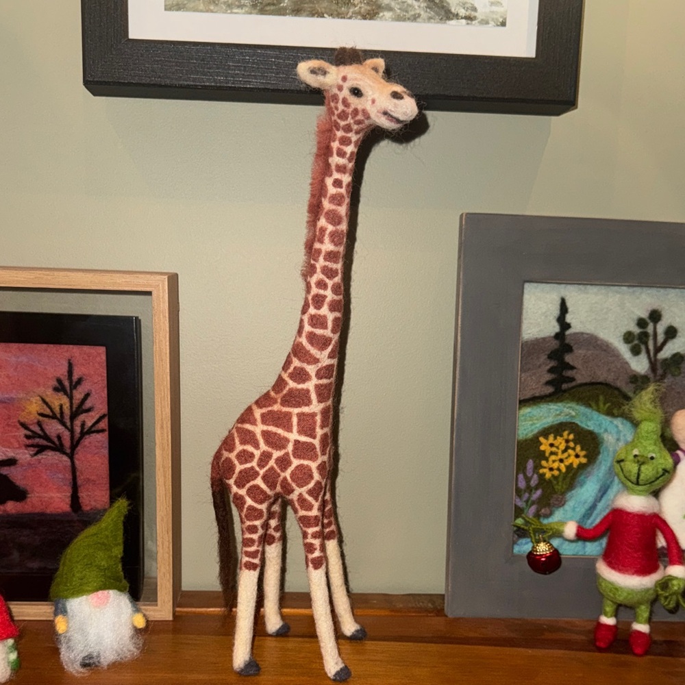 Handmade Felted Giraffe Decor